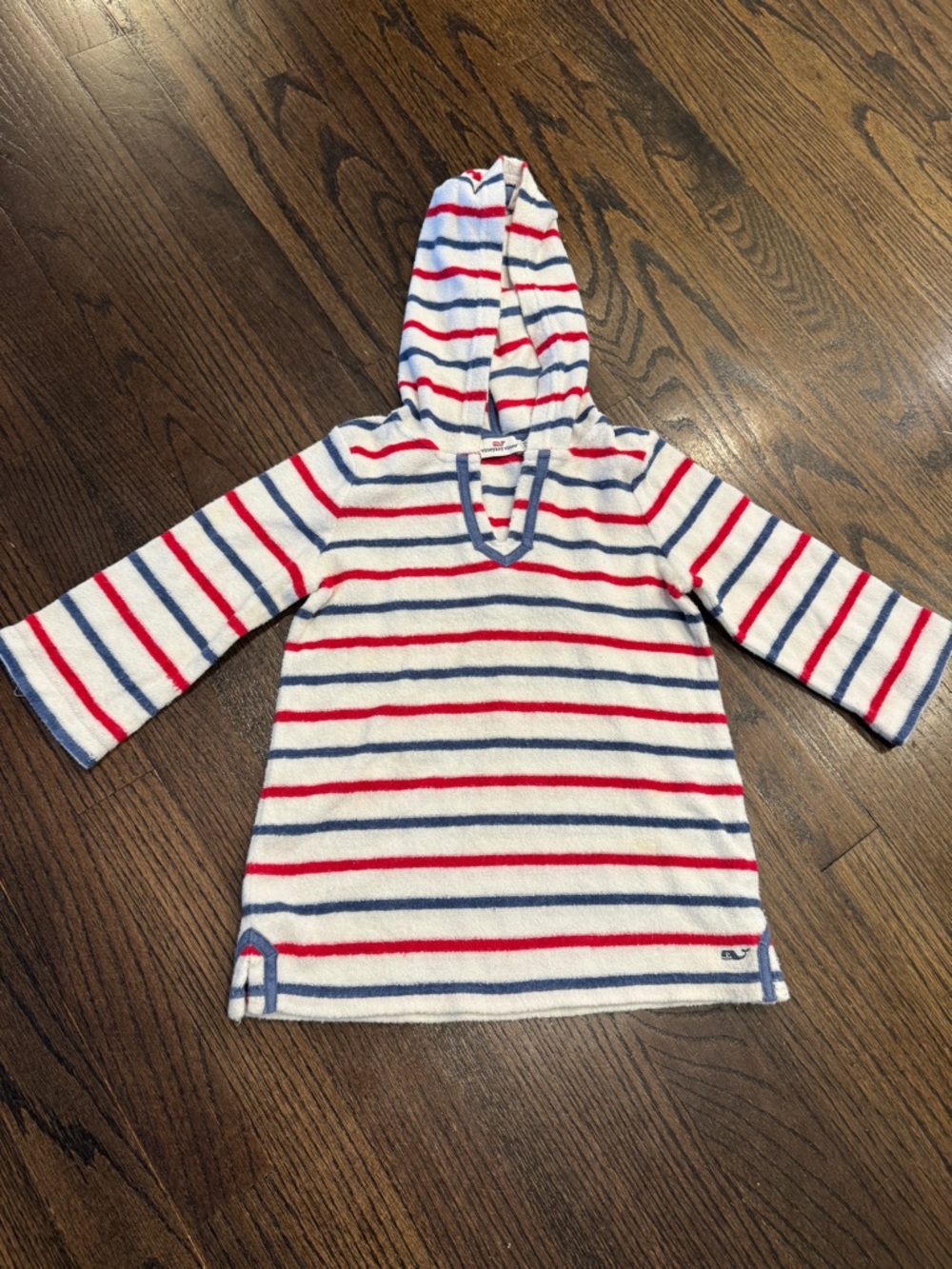 4T Vineyard Vines Toddler  Hooded Terry Tunic Swim Cover Up Red White Blue